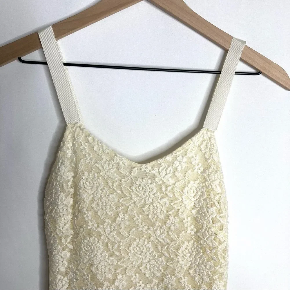 Free People Cream Lace Gold Metallic Ombre Dress Size Small